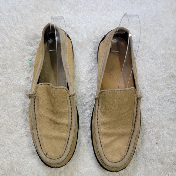 Tod’s Pony Hair Driving Moc Loafer Tan Size Womens 8 - Picture 2 of 16